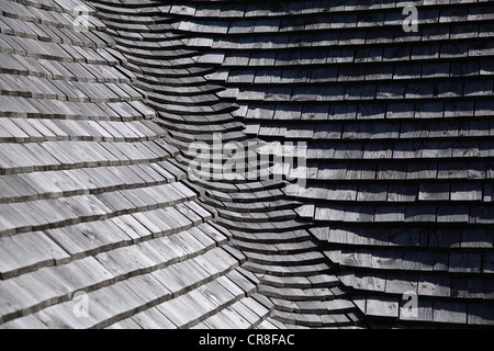 Huge wood shingle roof on Schniedelihof farm, built 1593, typical house in Schauinsland area near Hofsgrund on Mt Schauinsland Stock Photo