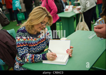 Fiona, The Countess of Carnarvon, author pictured book signing at The Telegraph Hay Festival 2012, Hay-on-Wye, Powys, Wales, UK Stock Photo