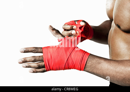 Boxer wrapping hand Stock Photo
