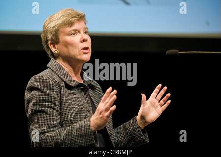 Rose Gottemoeller, American Under Secretary of State for Arms Control and International Security giving The Joseph Rotblat Lecture 2012 at The Telegraph Hay Festival 2012, Hay-on-Wye, Powys, Wales, UK Stock Photo