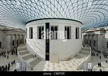 Great Court, inner courtyard with modern domed roof, steel and glass construction, British Museum, London, England Stock Photo