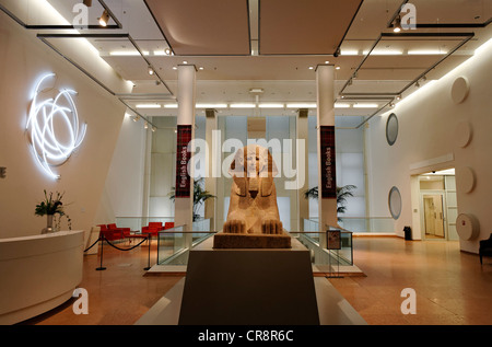 Egyptian Sphinx from the Pergamonmuseum Museum, on display in the Kulturkaufhaus Dussmann departement store, Friedrichstrasse Stock Photo