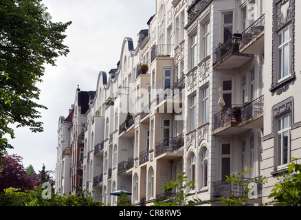 House facades in the posh Eppendorf district, Hamburg, Germany, Europe Stock Photo