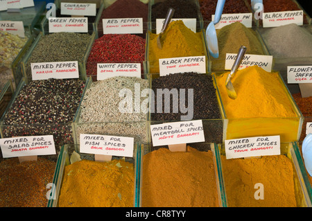 Spices on the market of Fethiye, Turkish Aegean Coast, Turkey Stock Photo