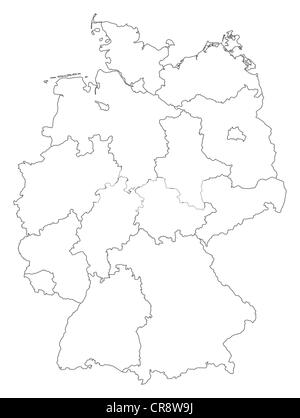 Political map of Germany with the several states. Stock Photo