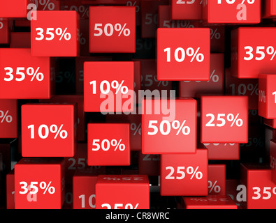Large sale concept background. Percentage on cubes Stock Photo