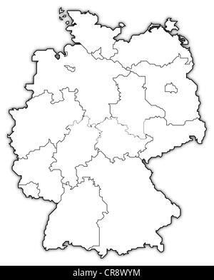 Political map of Germany with the several states. Stock Photo