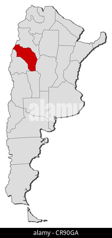 Shape of La Rioja, province of Argentina, with its capital isolated on ...