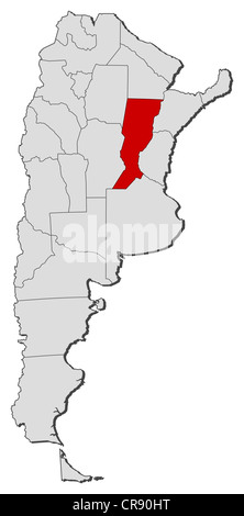 Political map of Argentina with the several provinces where Santa Fe is highlighted. Stock Photo