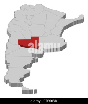 Political map of Argentina with the several provinces where La Pampa is highlighted. Stock Photo