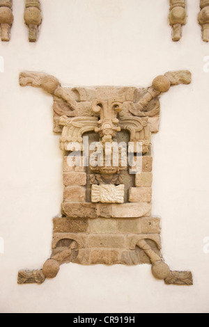 Carving at Copan Ruins, Maya Site of Copan, UNESCO World Heritage site, Honduras Stock Photo