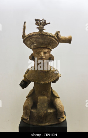 Carved figure at Copan Ruins, Maya Site of Copan, UNESCO World Heritage site, Honduras Stock Photo