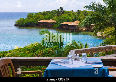 Resort on the water, Roatan Island, Honduras Stock Photo