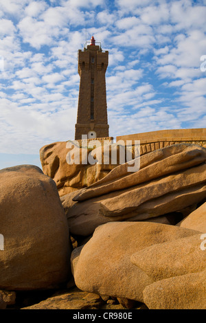 Lighthouse, Cote de Granit Rose, Brittany, France, Europe Stock Photo