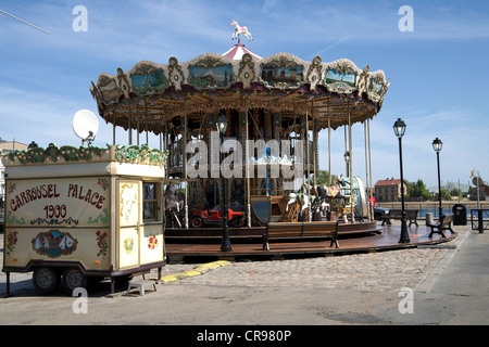 Carousel from 1900, Honfleur, Normandy, France, Europe Stock Photo