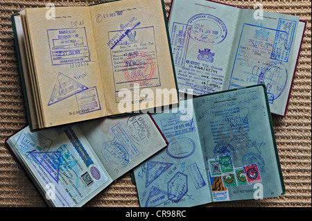 Old passports with various visa entries, Germany, Europe Stock Photo