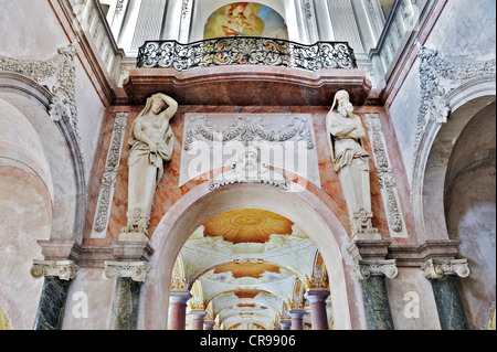 Staircase, Neues Schloss Schleissheim Palace, Oberschleissheim near Munich, Upper Bavaria, Bavaria, Germany, Europe Stock Photo