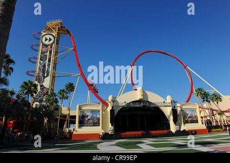 ORLANDO, FLORIDA - JUNE 04, 2012: Universal Studios Hollywood Rip Ride Rockit roller coaster Stock Photo