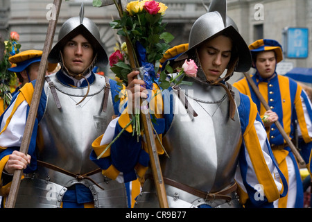 Members of traditional annual spring parade of Guilds, symbolizing end of the winter, on April 16, 2012 in Zurich Stock Photo