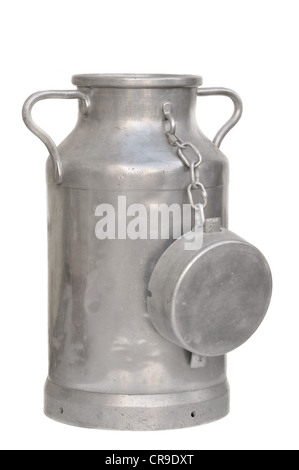 old milk can on white background Stock Photo