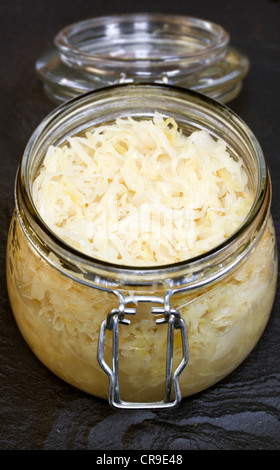 Sauerkraut in Glass Storage Jar Stock Photo