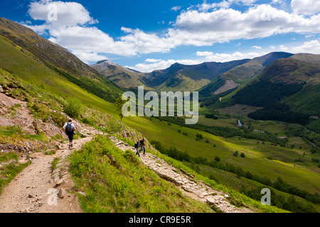 Walking trail up to Ben Nevis with Glen Nevis in the background, Lochaber, Scotland Stock Photo