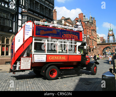 Veteran London Omnibus city tour Chester Cheshire England UK Stock Photo