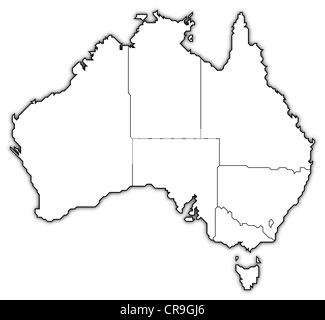 Political map of Australia with the several states. Stock Photo