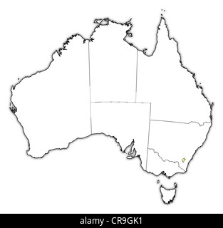 Political map of Australia with the several states where Capital Territory is highlighted. Stock Photo