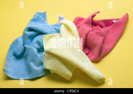 Three microfibre dust cloths Stock Photo