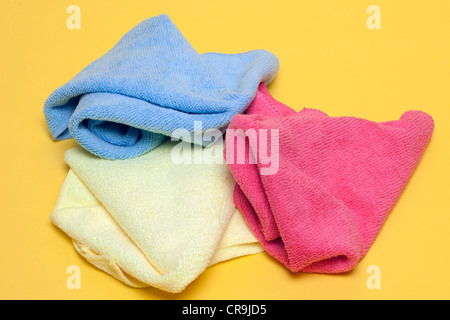 Three microfibre dust cloths Stock Photo