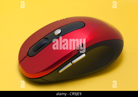 Red and black wireless mouse Stock Photo