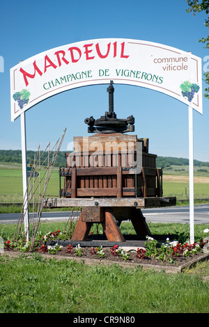 A Basket wine press in Mardeuil, Champagne, France Stock Photo