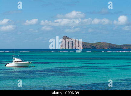 The island of Coin de Mire, off Cap Malheureux on the north coast of the Indian Ocean island of Mauritius Stock Photo