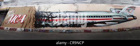 Panoramic photograph of a graffiti tribute to Beastie Boy Adam Yauch,known as MCA who died aged 47 on May 4 2012.