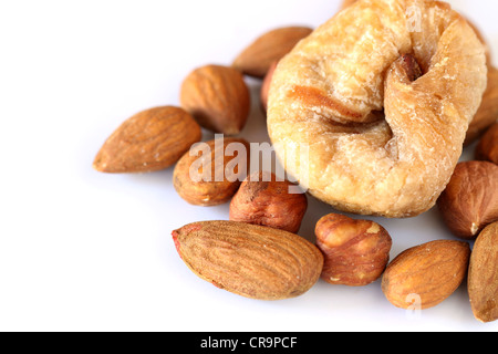 Almonds and dry fig Stock Photo