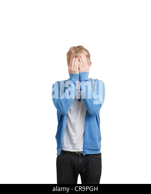 Student hiding face Stock Photo