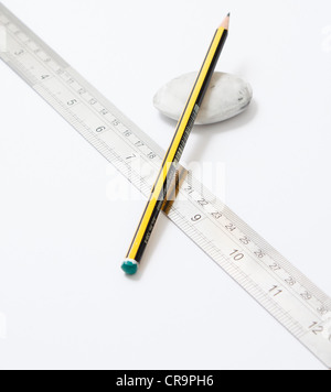 Ruler and rubber Stock Photo - Alamy