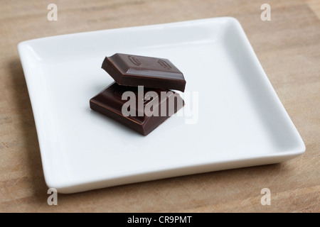 Pieces of dark chocolate Stock Photo