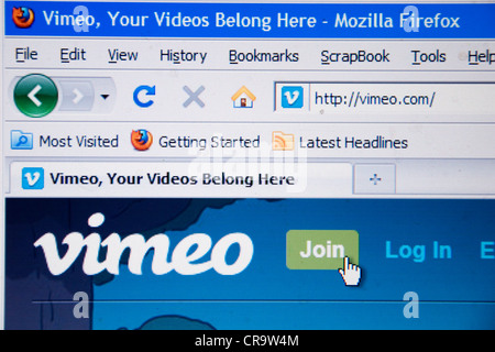 Vimeo website photographed on a computer screen Stock Photo