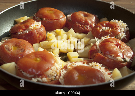 A typical italian dish. tomatoes rice a recipe of the city of neaple Stock Photo