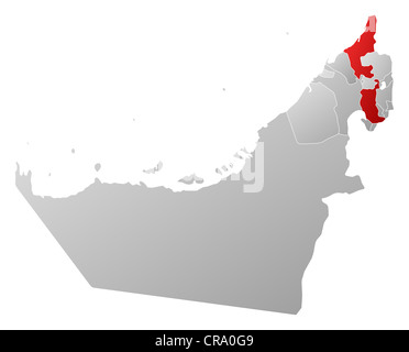 Ras al Khaimah red highlighted in map of United Arab Emirates Stock ...