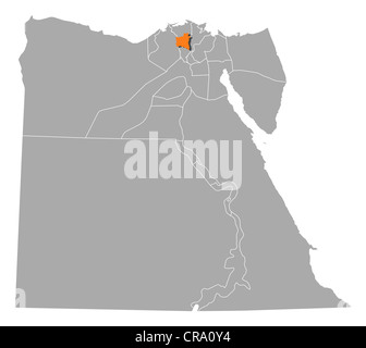 Political map of Egypt with the several governorates where Gharbia is highlighted. Stock Photo