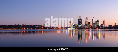Panoramic image of the city and the Swan River at sunrise