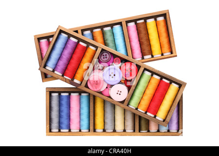 colorful threads and buttons Stock Photo