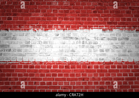 An image of the Austria flag painted on a brick wall in an urban location Stock Photo