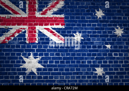 An image of the Australia flag painted on a brick wall in an urban location Stock Photo