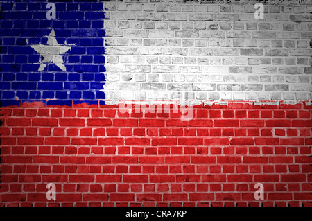 An image of the Chile flag painted on a brick wall in an urban location Stock Photo