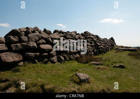 Prehistoric rampart on the summit of Carl Wark in the English Peak District. Stock Photo