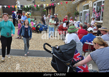 A village street party celebrating the royal wedding UK Stock Photo